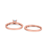 Princess Cut Baguette CZ Bridal Ring Set 925 Sterling Silver