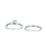 Princess Cut Baguette CZ Bridal Ring Set 925 Sterling Silver