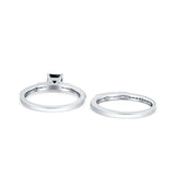 Princess Cut Baguette CZ Bridal Ring Set 925 Sterling Silver