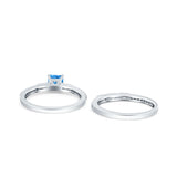 Princess Cut Bridal Ring Set with Cubic Zirconia  & Sterling Silver