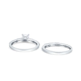 Princess Cut Baguette CZ Bridal Ring Set 925 Sterling Silver