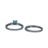 Princess Cut Bridal Ring Set with Cubic Zirconia  & Sterling Silver