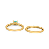 Princess Cut Bridal Ring Set with Cubic Zirconia  & Sterling Silver