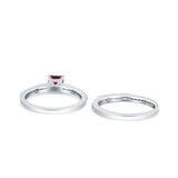 Princess Cut Bridal Ring Set with Cubic Zirconia  & Sterling Silver