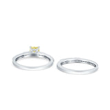 Princess Cut Bridal Ring Set with Cubic Zirconia  & Sterling Silver