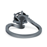 Art Deco Wedding Bridal Engagement Ring Round Simulated Cubic Zirconia 925 Sterling Silver