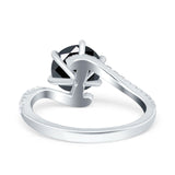 Art Deco Wedding Bridal Engagement Ring Round Simulated Cubic Zirconia 925 Sterling Silver