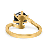 Art Deco Wedding Bridal Engagement Ring Round Simulated Cubic Zirconia 925 Sterling Silver