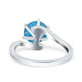 Art Deco Wedding Bridal Engagement Ring Round Simulated Cubic Zirconia 925 Sterling Silver