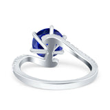 Art Deco Wedding Bridal Engagement Ring Round Simulated Cubic Zirconia 925 Sterling Silver