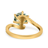 Art Deco Wedding Bridal Engagement Ring Round Simulated Cubic Zirconia 925 Sterling Silver