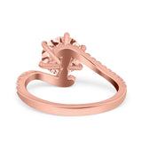 Art Deco Wedding Bridal Engagement Ring Round Simulated Cubic Zirconia 925 Sterling Silver