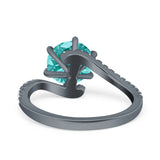 Art Deco Wedding Bridal Engagement Ring Round Simulated Cubic Zirconia 925 Sterling Silver