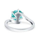 Art Deco Wedding Bridal Engagement Ring Round Simulated Cubic Zirconia 925 Sterling Silver