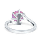 Art Deco Wedding Bridal Engagement Ring Round Simulated Cubic Zirconia 925 Sterling Silver