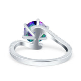 Art Deco Wedding Bridal Engagement Ring Round Simulated Cubic Zirconia 925 Sterling Silver