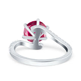 Art Deco Wedding Bridal Engagement Ring Round Simulated Cubic Zirconia 925 Sterling Silver