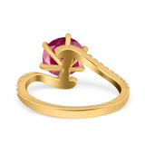 Art Deco Wedding Bridal Engagement Ring Round Simulated Cubic Zirconia 925 Sterling Silver