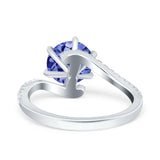 Art Deco Wedding Bridal Engagement Ring Round Simulated Cubic Zirconia 925 Sterling Silver