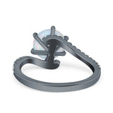 Art Deco Wedding Bridal Engagement Ring Round Simulated Cubic Zirconia 925 Sterling Silver