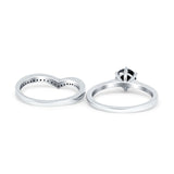 Wedding Engagement Band Piece Ring Round Simulated CZ 925 Sterling Silver