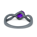 Oval Engagement Ring Simulated Cubic Zirconia 925 Sterling Silver