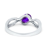 Oval Engagement Ring Simulated Cubic Zirconia 925 Sterling Silver