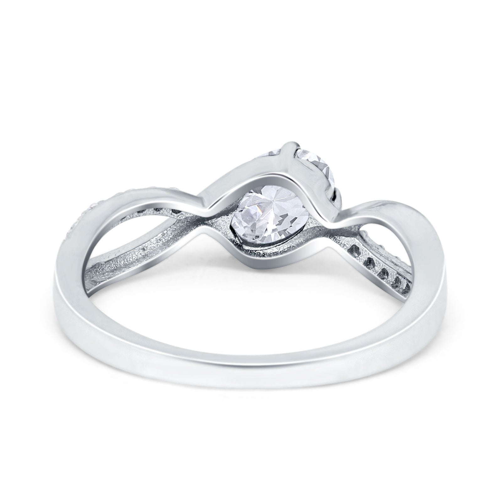 Oval Engagement Ring Simulated Cubic Zirconia 925 Sterling Silver