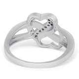 Infinity Double Heart Promise Ring Round Simulated Cubic Zirconia 925 Sterling Silver