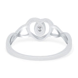 Fashion Heart Promise Ring Infinity Shank Round Simulated Cubic Zirconia 925 Sterling Silver (9mm)