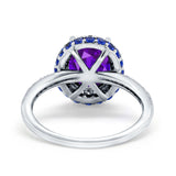 Accent Dazzling Engagement Ring Oval Simulated Cubic Zirconia 925 Sterling Silver
