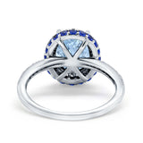 Accent Dazzling Engagement Ring Oval Simulated Cubic Zirconia 925 Sterling Silver