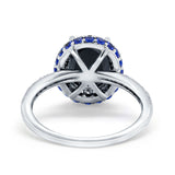 Accent Dazzling Engagement Ring Oval Simulated Cubic Zirconia 925 Sterling Silver