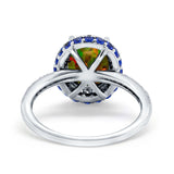 Accent Dazzling Engagement Ring Oval Simulated Cubic Zirconia 925 Sterling Silver