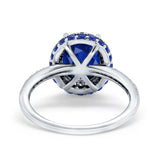 Accent Dazzling Engagement Ring Oval Simulated Cubic Zirconia 925 Sterling Silver
