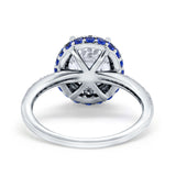 Accent Dazzling Engagement Ring Oval Simulated Cubic Zirconia 925 Sterling Silver