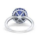 Accent Dazzling Engagement Ring Oval Simulated Cubic Zirconia 925 Sterling Silver