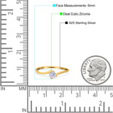 Bypass Solitaire Wedding Engagement Ring Round Simulated Cubic Zirconia 925 Sterling Silver