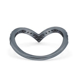 Half Eternity V Chevron Midi Ring Simulated Cubic Zirconia 925 Sterling Silver