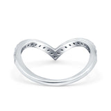 Half Eternity V Chevron Midi Ring Simulated Cubic Zirconia 925 Sterling Silver