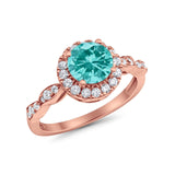 Art Deco Engagement Ring Round Simulated Cubic Zirconia 925 Sterling Silver