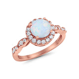 Art Deco Engagement Ring Round Simulated Cubic Zirconia 925 Sterling Silver