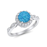 Art Deco Engagement Ring Round Simulated Cubic Zirconia 925 Sterling Silver