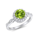 Art Deco Engagement Ring Round Simulated Cubic Zirconia 925 Sterling Silver