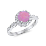Art Deco Engagement Ring Round Simulated Cubic Zirconia 925 Sterling Silver