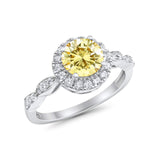 Art Deco Engagement Ring Round Simulated Cubic Zirconia 925 Sterling Silver
