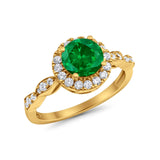 Art Deco Engagement Ring Round Simulated Cubic Zirconia 925 Sterling Silver