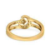 Moon Star Ring Split Shank Round Cubic Zirconia Split Shank 925 Sterling Silver