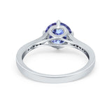 Solitaire Art Deco Wedding Ring Round Simulated Cubic Zirconia 925 Sterling Silver