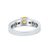 Soliaire Accent Multicolored Simulated Cubic Zirconia Ring 925 Sterling Silver